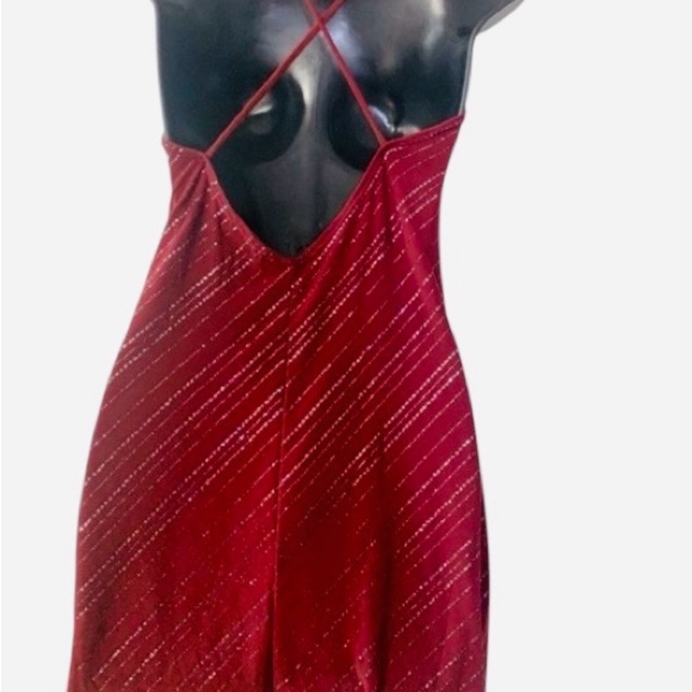 Sexy short burgundy night out dress with glitter design - Picture 3 of 7